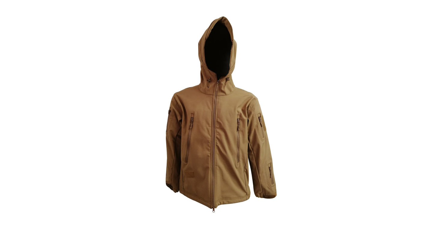 Beige Soft-Shell Jacket with Hood