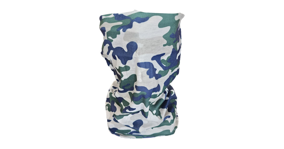 Blue, White and Green Camo Buff