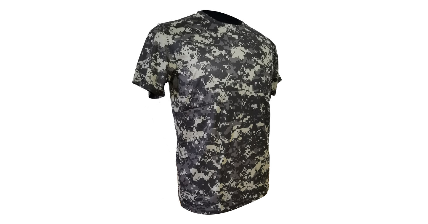 Digital Grey Camo Polyester T-Shirt - NEW