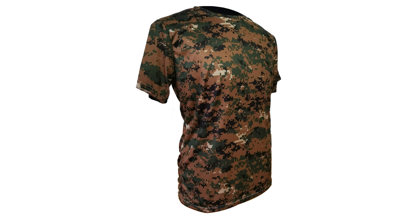 Digital Woodland Camo Polyester T-Shirt - NEW