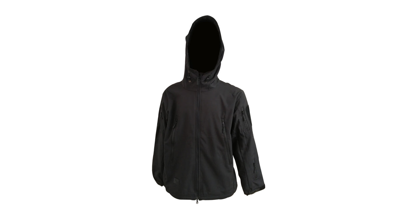 Plain Black Soft-Shell Jacket with Hood