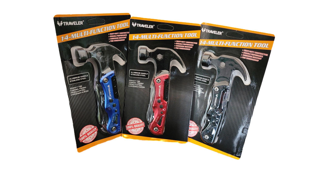 Traveler 14 Multi-Function Tool Hammer (Various Colours)