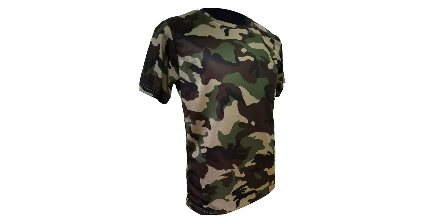 Woodland Camo Polyester T- Shirt - NEW