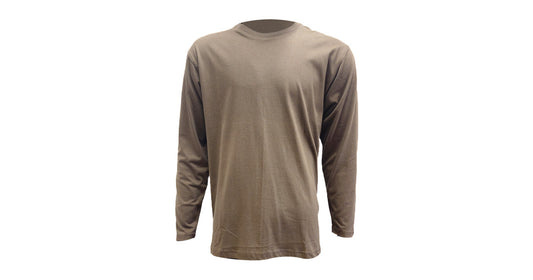 Brown Cotton Long Sleeve T-Shirt