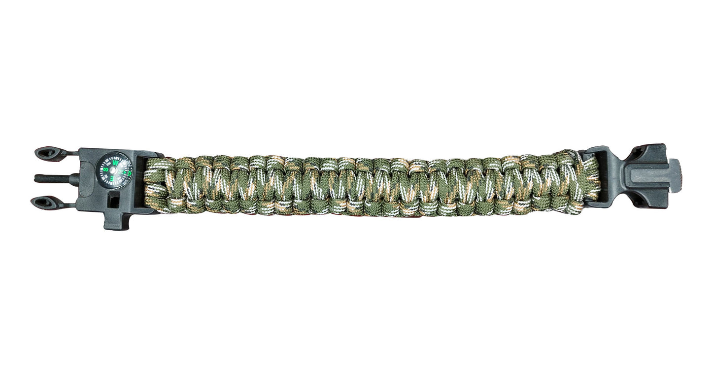 Digital Woodland Camo Paracord Bracelet With Whistle & Flint - NEW